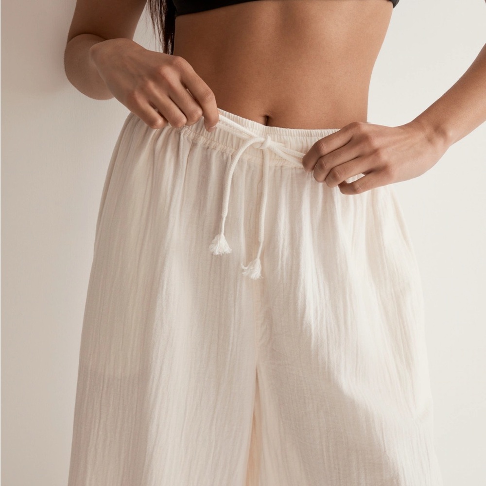 Madewell - Double-Gauze Drawstring Wide-Leg Pants - runs big